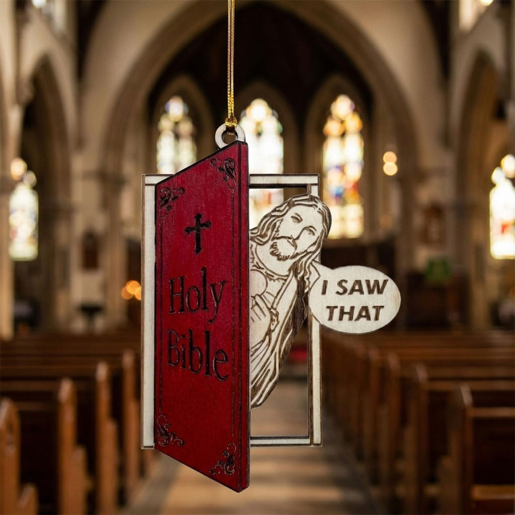 I Saw That Jesus Christmas Ornament – Funny Wooden Christian Tree Decor