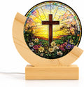 Christian cross stained glass night light