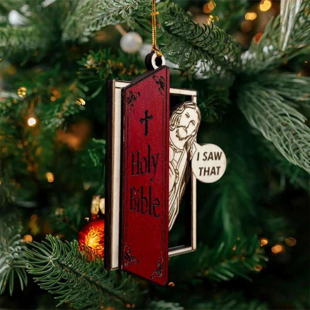 I Saw That Jesus Christmas Ornament – Funny Wooden Christian Tree Decor