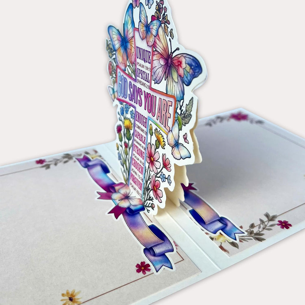 God Says You Are Pop Up Card – 3D Christian Card with Bible Verses