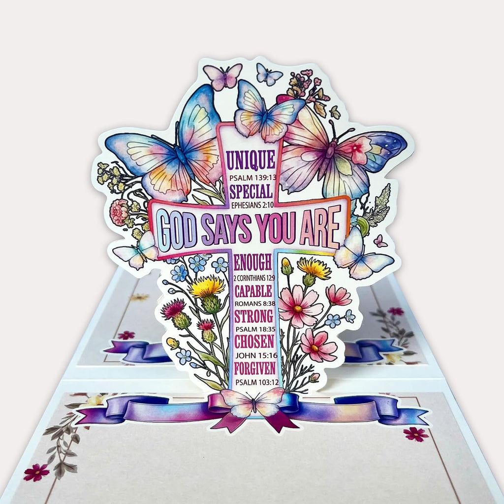 God Says You Are Pop Up Card – 3D Christian Card with Bible Verses
