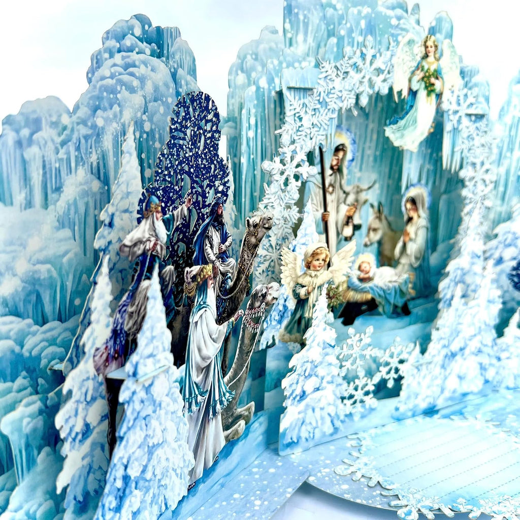 Nativity Pop Up Christmas Card – 3D Christian Jesus Mary Joseph Card