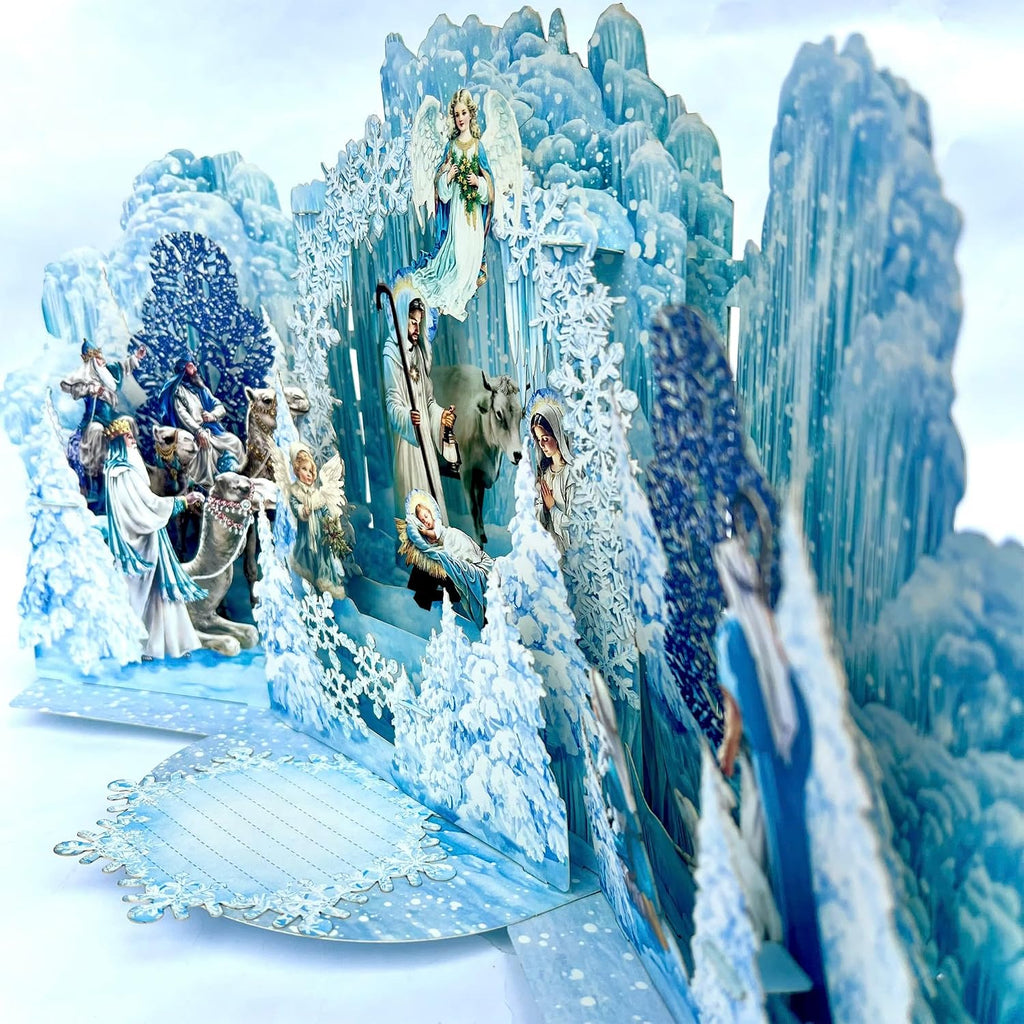 Nativity Pop Up Christmas Card – 3D Christian Jesus Mary Joseph Card