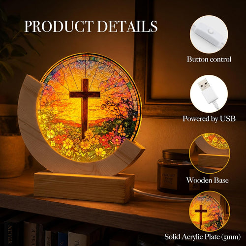 Stained glass cross night light