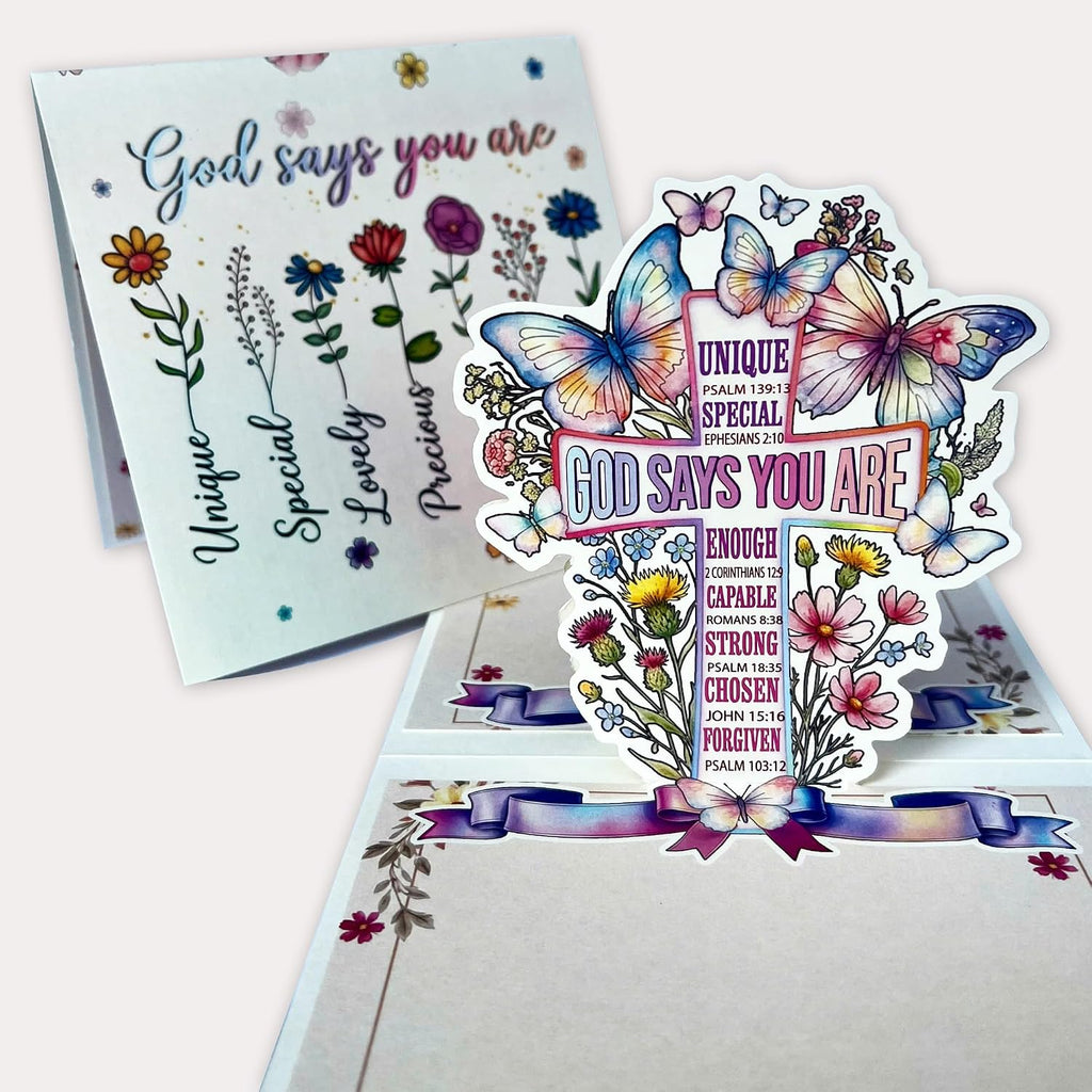 God Says You Are Pop Up Card – 3D Christian Card with Bible Verses